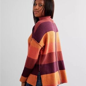 BKE Pink Orange and Purple Knit Mock Neck Sweater